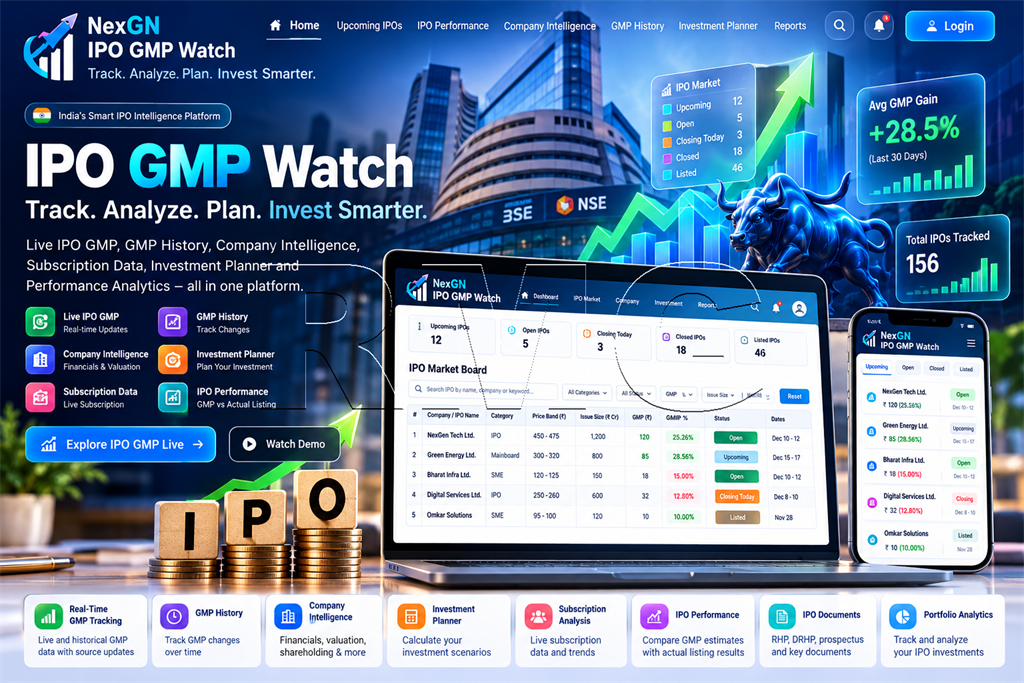 NexGN IPO GMP Watch (IPOScan) Platform Screenshot